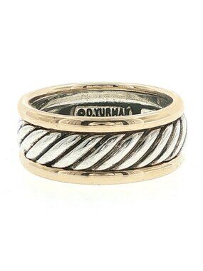 David YURMAN 925 Sterling Silver & 14K Gold 9 mm Cable Band Ring Size 11